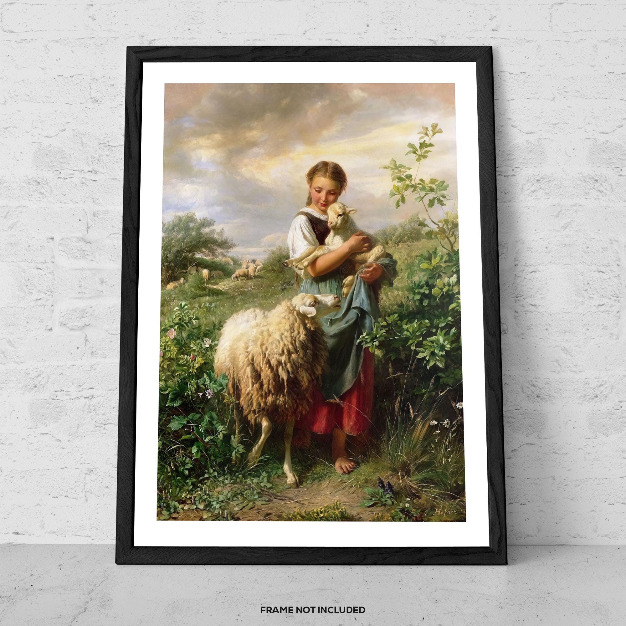 The Shepherdess by Johann Baptist Hofner – Pastoral Girl With Lamb