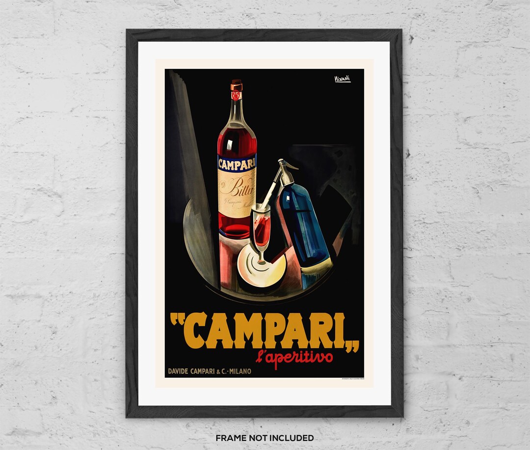 額縁付きポスター画　campari 額装品 CAMPARI カンパリ イタリア カンパリソーダ /80年代/昭和