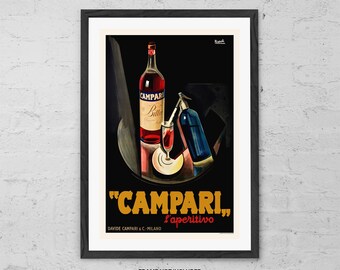Campari L'aperitivo Nizzoli - Stampa artistica - Poster Campari - Stampa Art Deco italiana d'epoca - Arte murale da bar retrò - Pubblicità classica per aperitivi