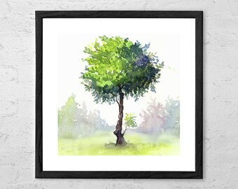 Tree Study - Watercolor Painting - Tree Watercolor Art Print - Botanical Art - Forest Print - Tree Nursery Decor - Green Wall Art - Tree Art