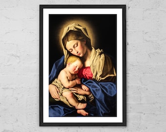 Madonna and Child by Il Sassoferrato – Baroque Religious Art Print