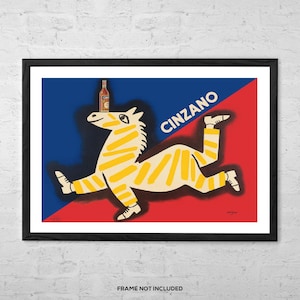 Cinzano - Kunstdruck - Retro Italienisches Spirituosen Poster, Mid Century Bar Wandkunst - Vintage Savignac Werbung - Klassisches Wein- & Cocktaildekor