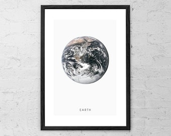 Earth Art Print Scandinavian Print Modern Minimalist Home Decor Earth Photo Poster Nature Wall Art The Blue Marble Image Planet Earth Gifts