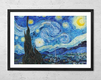 La notte stellata di Vincent van Gogh – Stampa artistica – Famoso poster artistico, decorazione murale con cielo stellato, riproduzione di un dipinto impressionista