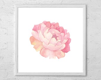 Acquerello di peonia - Stampa artistica di peonia rosa - Arte murale di peonia rosa - Decorazione floreale per la cameretta dei bambini - Fiore rosa - Dipinto di peonia rosa - Decorazione shabby chic