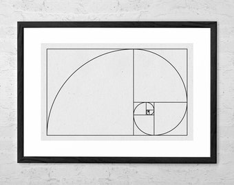 Fibonacci Spiral - Golden Spiral - Fibonacci Sequence - Mathematics Art - Golden Ratio Poster - Math Gift - Fashion Art - Fibonacci Poster