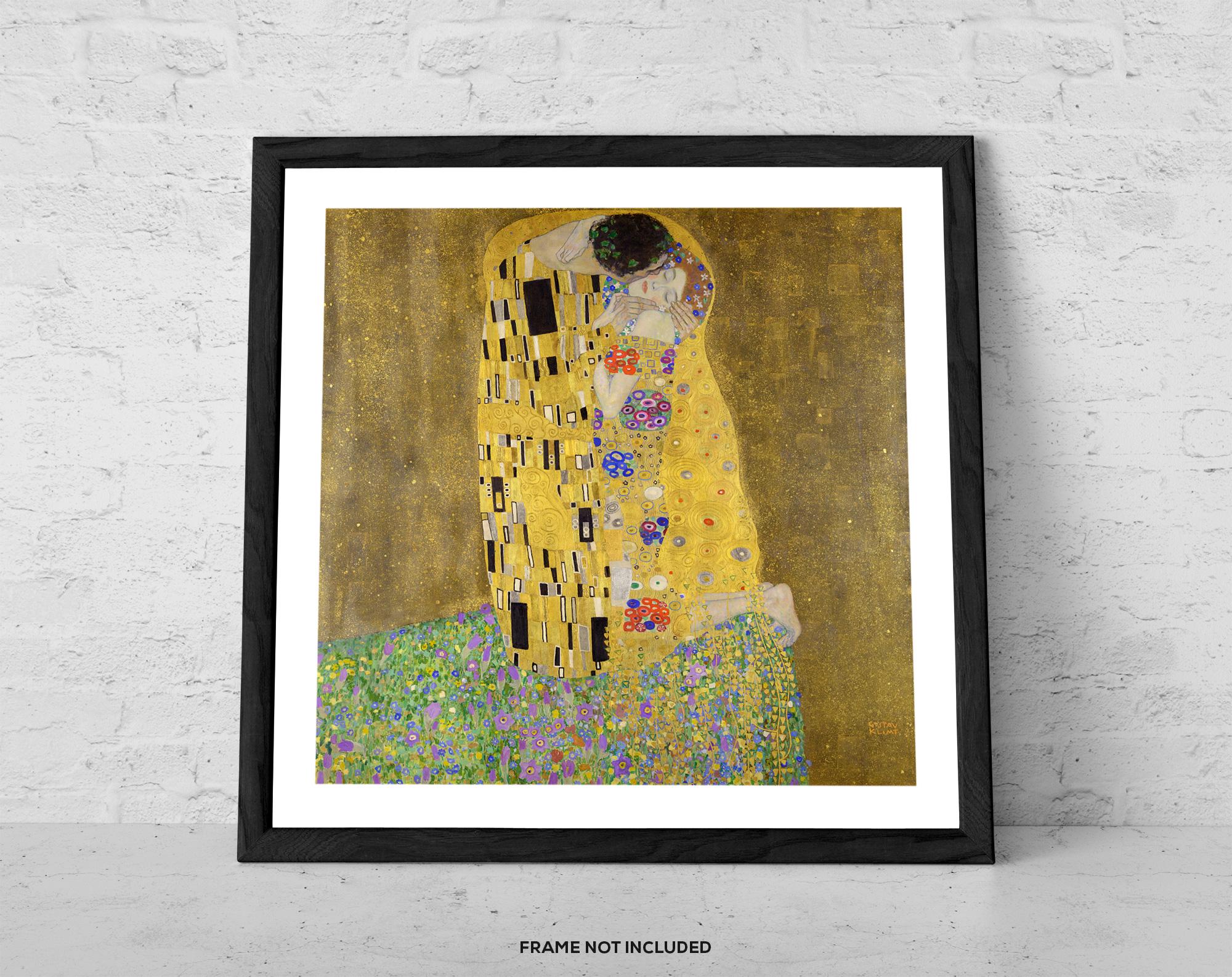 Gustav Klimt 接吻 アートプリント 約60cm x 50cm The Kiss by Gustav Klimt – Art Print – Romantic Golden Couple