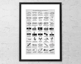 Essential Knots for the Outdoors - Art Print - Nautical Knots wall art - Sailor Knots Print - Sailing art - Nautical decor - Nautical Gift