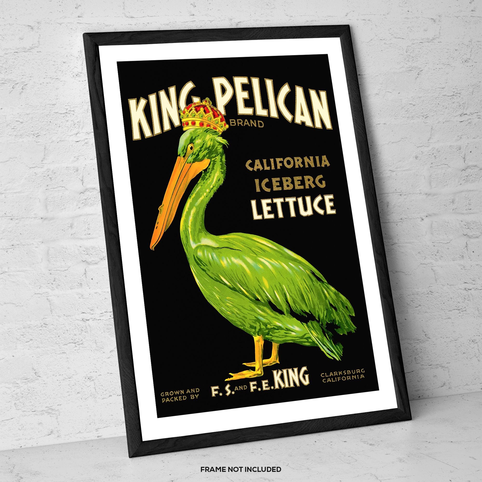 King Pelican Vintage Produce Print – Retro Crate Label Wall Art