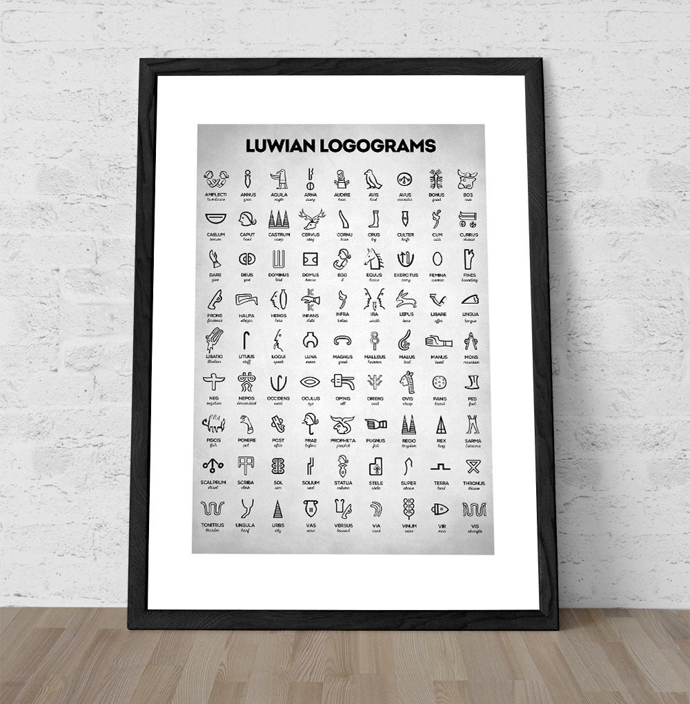Ancient Logograms Luwian Logograms Art Print Ancient Mystical Anatolian Alphabet Luwian ...