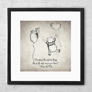 Winnie the Pooh Quote Drawing Fine Art Print Nursery Wall Art Children&#39;s Bedroom Decor Nursery Print Baby Shower Gift Vintage Style