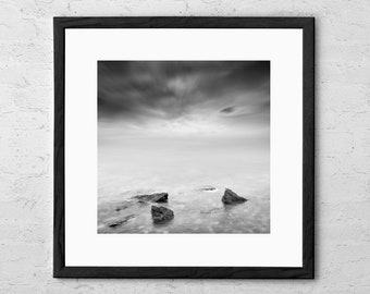 Beyond the Horizon - Coastal Wall Art Print - Beach Decor - Ocean Print - Black and White Photography Print - Nautical Decor - Seascape Art