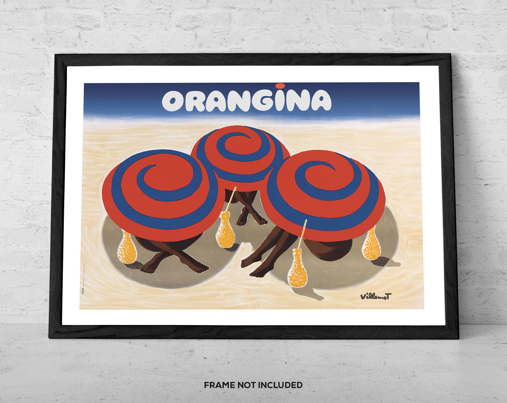 Orangina Umbrellas - Art Print - Vintage French Advertising Print