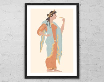 Aurelia – Greek Woman Art Print, Mythology-Inspired Minimalist Poster, Classical Wall Art, Elegant Vintage Home Decor