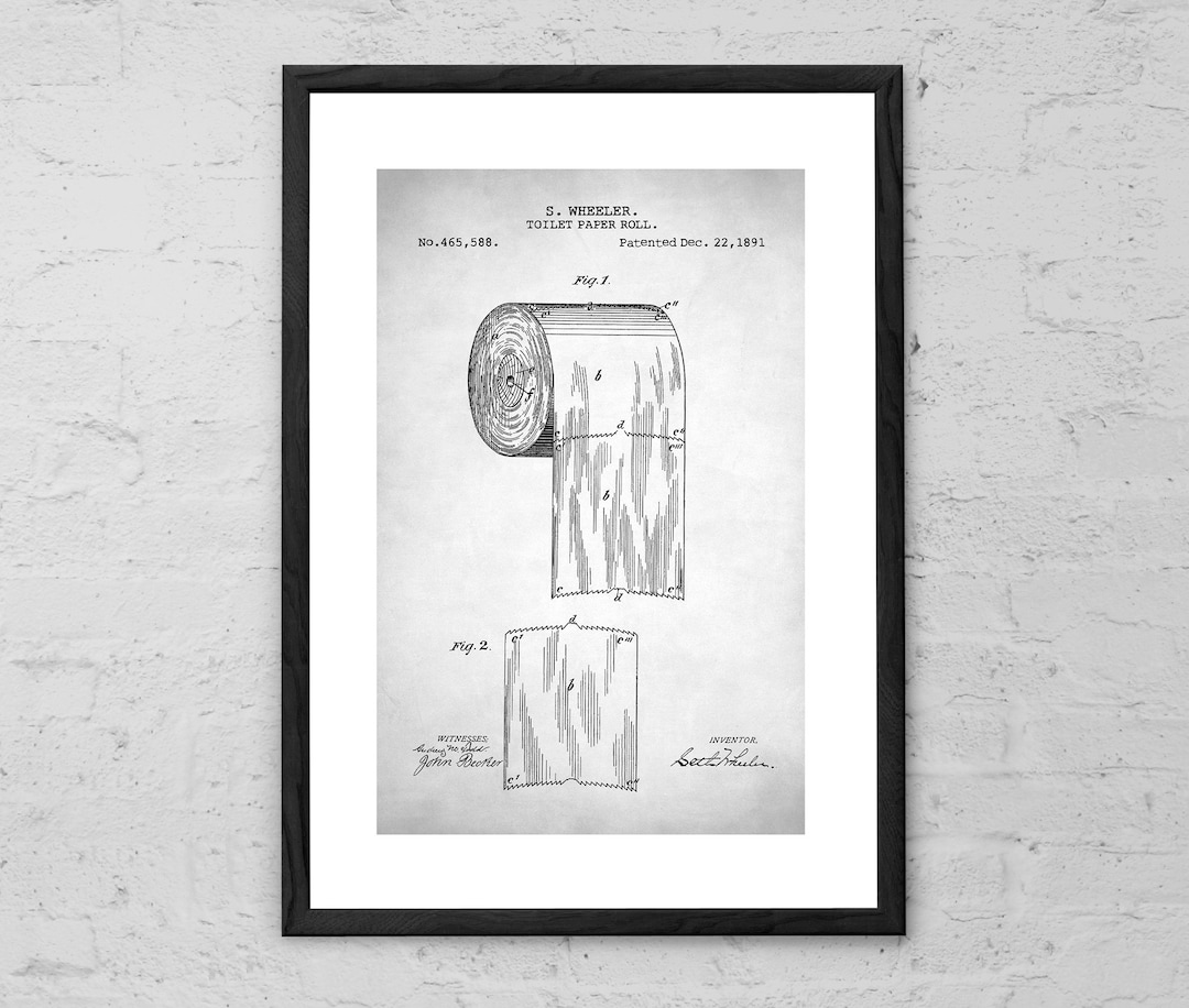 Toilet Paper Roll Patent - Vintage Patent - Bathroom Decor - Patent ...