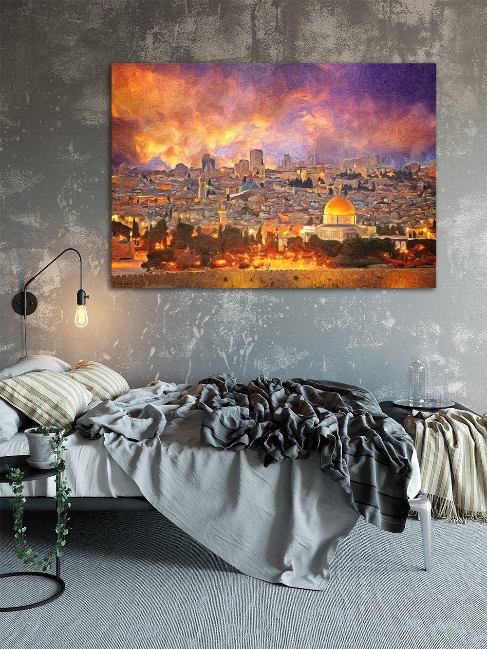 Jerusalem Skyline Painting Fine Art Print Ancient Religious