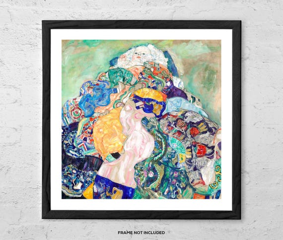 Baby (cradle) by Gustav Klimt – Colorful Expressionist Art Print