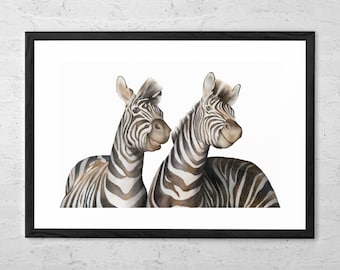 Zebras Watercolor - Zebra Art - Zebras Gift - Zebras Poster - Animal Prints - Zebra Nursery Wall Art - Safari Nursery Decor - Zebra Print