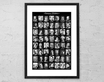 Famous Writers - Art Print - Literary Poster - History of Literature - Best Authors - Book Gift - Book Art - Literature Poster - Writer Gift