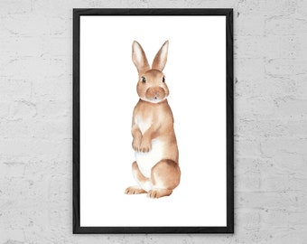 Rabbit Watercolor - Rabbit Art Print - Rabbit Painting - Rabbit Nursery - Nursery Decor - Nursery Wall Art - Animal Prints - Bunny Art Print