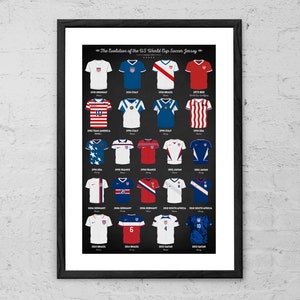 Evolution of the Us World Cup Soccer Jersey - Fine Art Print - The World Cup Poster - Football Poster - World Cup Poster - World Cup History