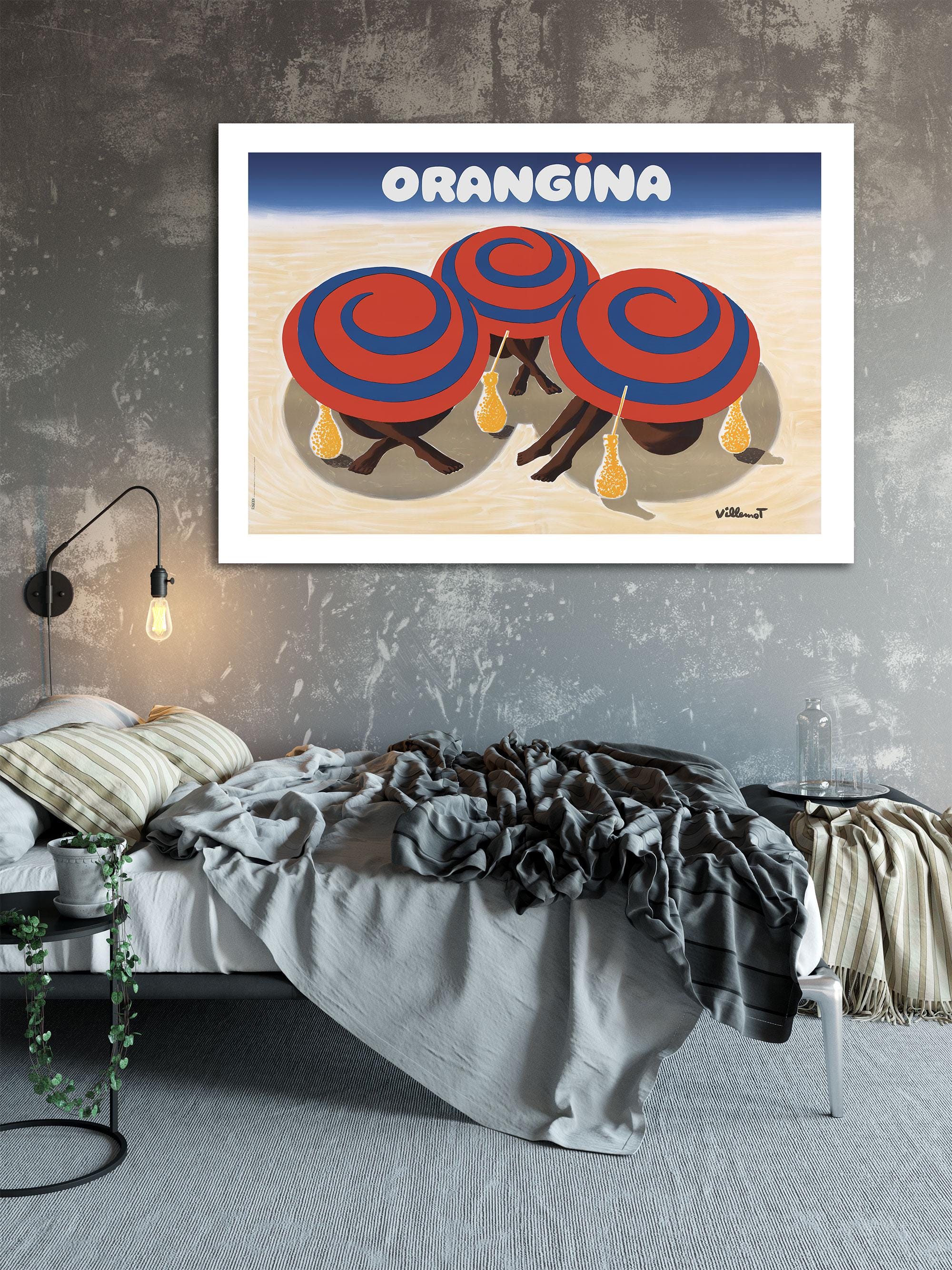 Orangina Umbrellas - Art Print - Vintage French Advertising Print