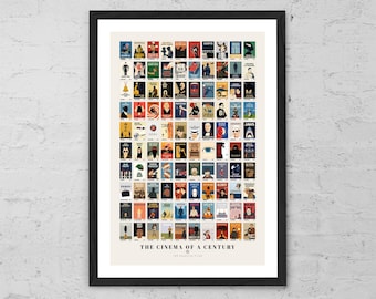 The Cinema of a Century – 100 Essential Films Art Print, Minimal Movie Artwork, Film Lover Gift, Home Theater Wall Decor