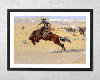 A Cold Morning on the Range Print – Frederic Remington Cowboy Western Wall Art, Vintage Ranch Poster, Horse Rider Home Decor