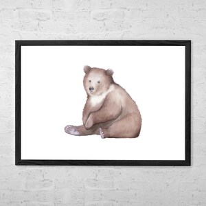 Bear Watercolor - Bear Watercolor Art Print - Woodland Nursery Art - Bear Nursery Decor - Woodland Painting - Baby Art - Childrens Wall Art
