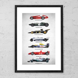 Evolution of F1 Cars - Art Print - F1 Poster - Formula 1 Car Poster - Formula One History Wall Art - Formula One Gift - Grand Prix Poster