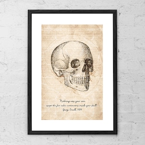 Skull Quote By George Orwell - Skull Drawing - Book Quote - Literature Quote - Book Quote Poster - Literary Quotes - Library Decor - 1984