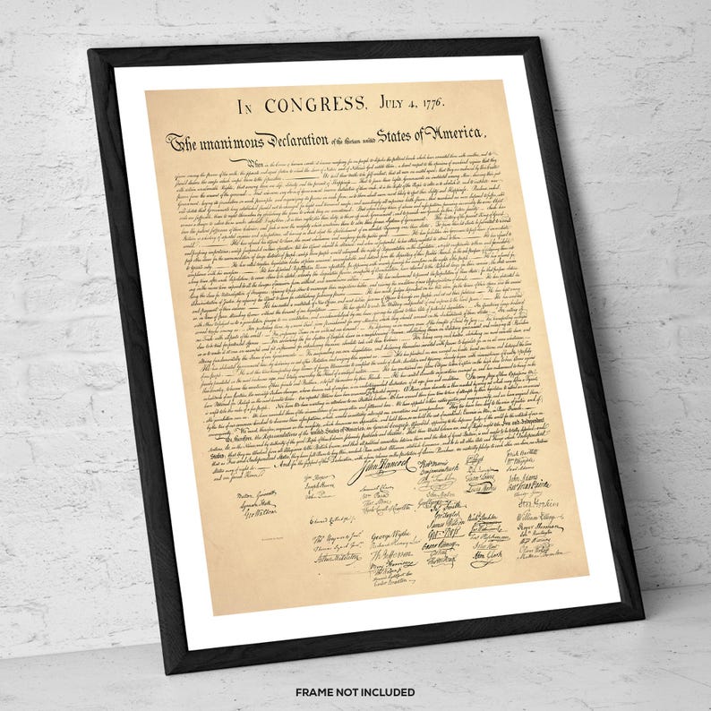 Declaration of Independence - Art Print - 1776 Vintage American ...