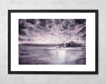 Lighthouse - Watercolor Painting - Lighthouse Print - Watercolor Print - Coastal Home Decor - Nautical Wall Art - Ocean Art Print - Seascape
