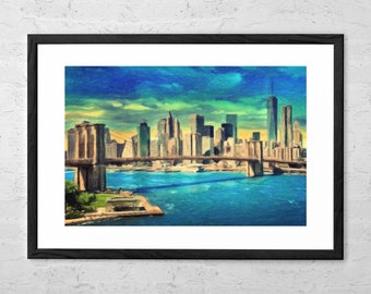 New York City Skyline - Painting - New York Art Print - New York Wall Art - New York City Decor - USA Print - Manhattan - Home Decor - NYC