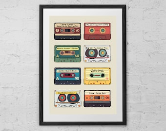 Personalized Cassette Tape - Art Print - Custom Music Poster - Home Wall Art Decor