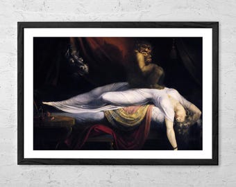 The Nightmare by Henry Fuseli – Gothic Art Print, Romantic Horror Painting, Dark Academia Decor, Surreal Macabre Wall Art