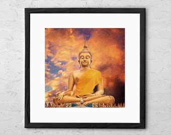 Buddha Painting Art Print Boho Decor Boho Wall Art Print Yoga Gift for Her Buddhist Poster Buddha Meditation Wall Art Buddha Home Decor