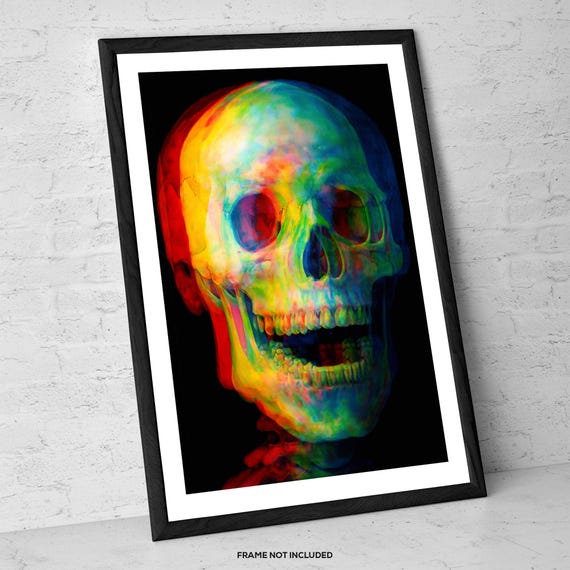 Chromagnon Psychedelic Skull Art Print – Trippy Skeleton Poster
