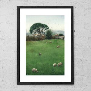 Quiet Day - Watercolor Painting - Watercolor Landscape Art Print - Moody Art - Home Decor - Wall Art - Cottage decor - Country Landscape