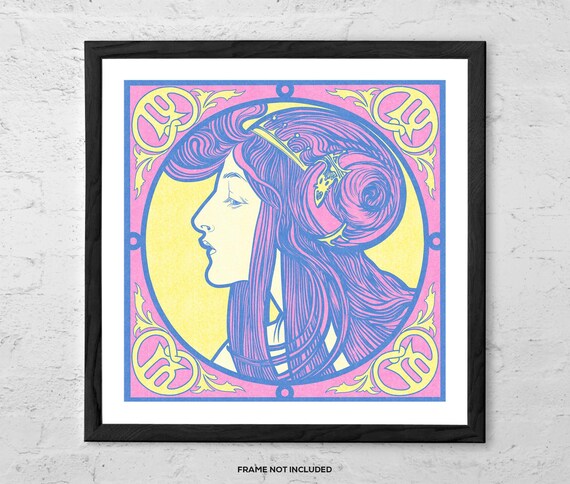 Mucha in Pink – Art Print – Psychedelic Art Nouveau Poster With