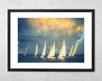 On a Day Like Today - Impressionist Painting - Art Print - Sailboat Painting - Nautical Decor - Coastal Wall Art - Ocean Print - Sailing Art