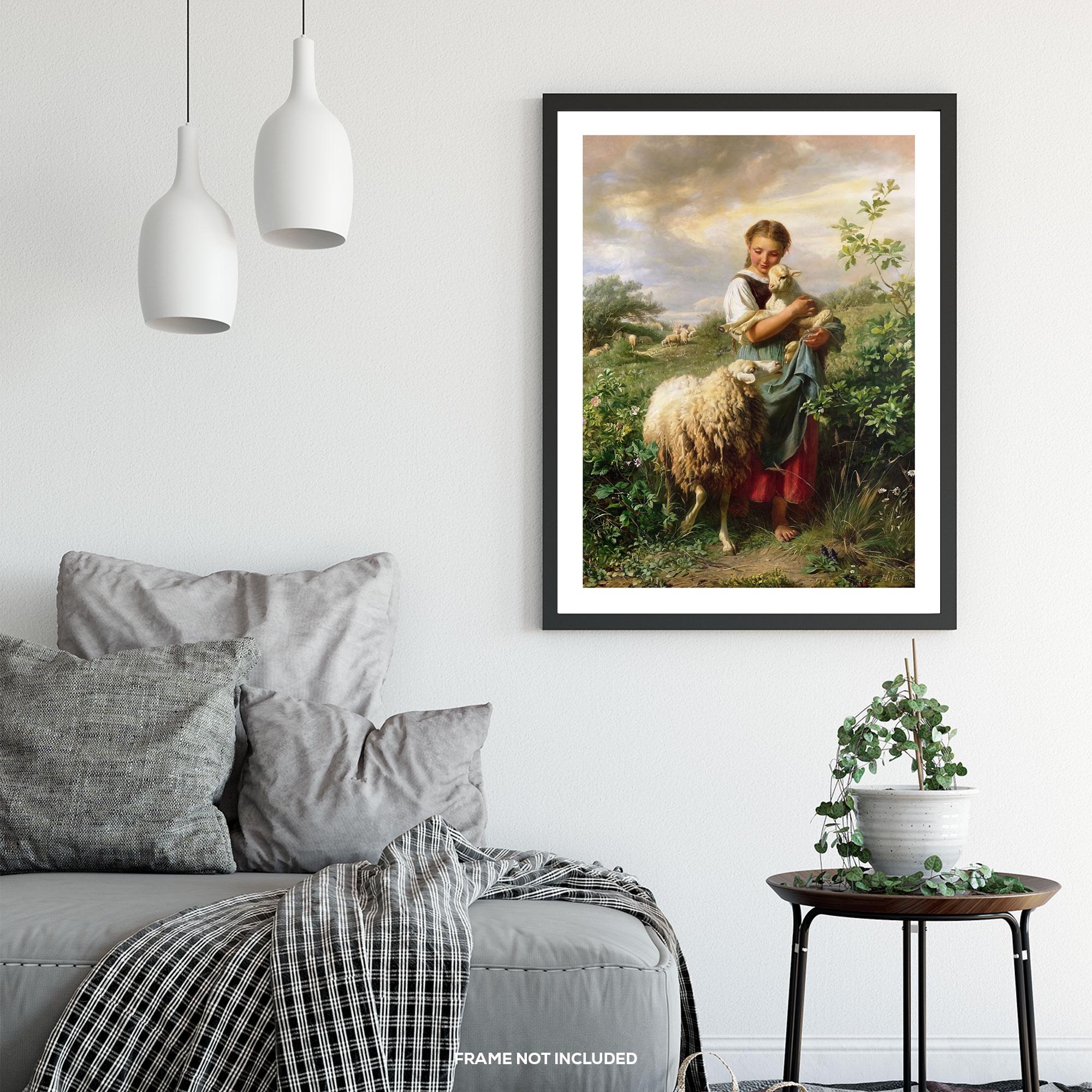 The Shepherdess by Johann Baptist Hofner – Pastoral Girl With Lamb