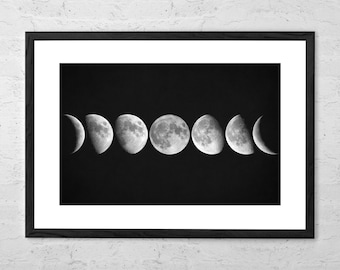 Moon Phases - Art Print - Lunar Phase Print - Moon Phase Wall Art - Moon Poster - Moon Phases Print - Moon Chart Poster - Celestial Decor