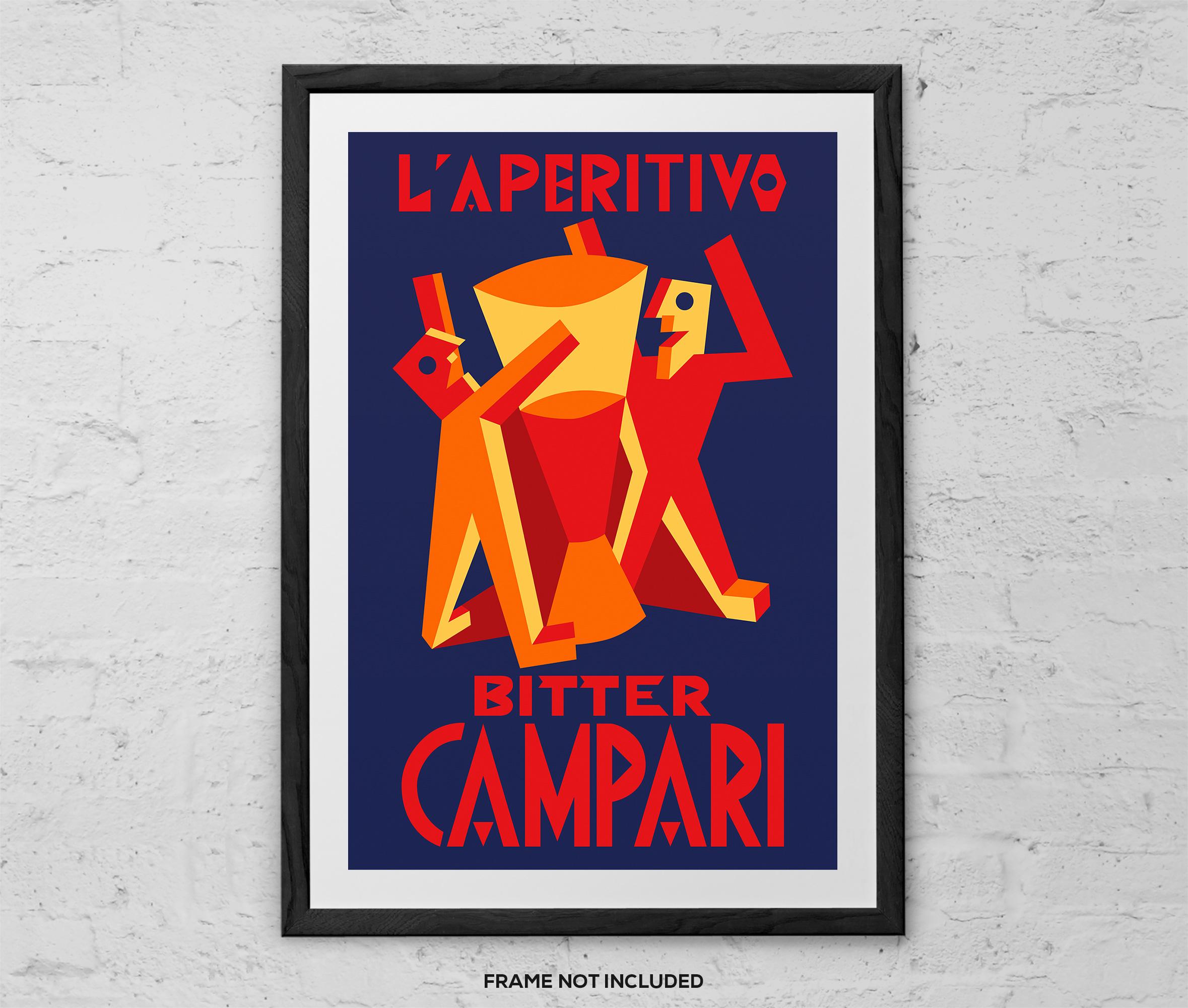L'aperitivo Bitter Campari - Art Print - Vintage Futurism Art