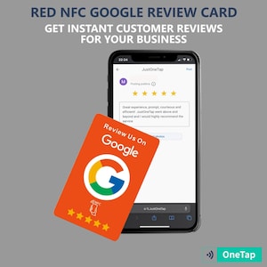 NFC Google Business Review Card - Collect More Google Reviews - Customer Feedback - Business Growth - Colour Red