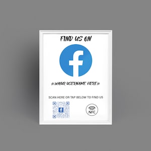 Facebook Poster - NFC technology with QR code support - Share your profile available in A4