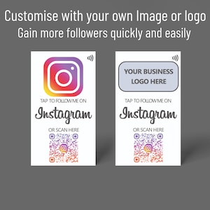 Tarjeta de redes sociales sin contacto para Instagram: tarjeta NFC con soporte de código QR: comparta fácilmente su perfil y aumente sus seguidores