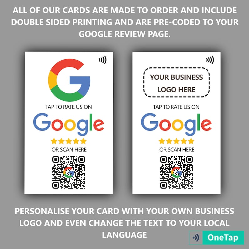 Contactless Business Review Card for Google NFC card with QR code support Collect Google Reviews Custom Printed Cards image 2
