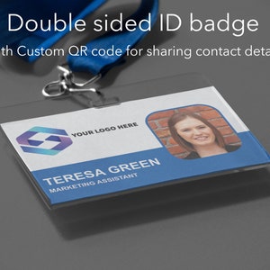 Carte d'identité en plastique personnalisée avec photo - Pour un usage professionnel ou personnel - Comprend un code QR personnalisé pour partager instantanément les coordonnées avec les clients