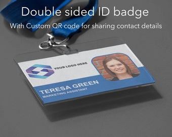 Cartão de identificação com foto personalizado: uso comercial ou pessoal com código QR
